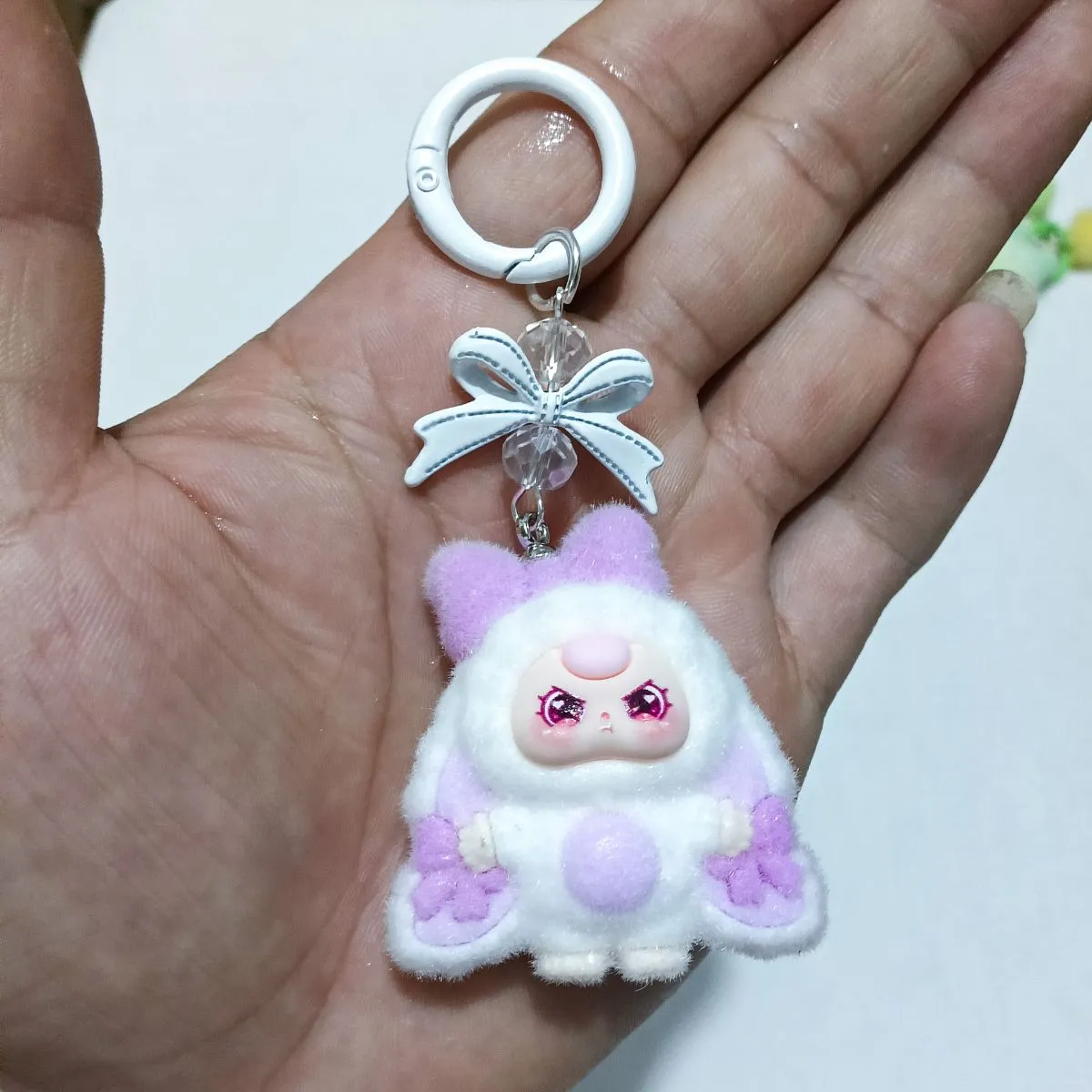 Lop-Eared Bow Doll Beaded Figure – Blind Bag Surprise Desk Ornament, Sweet Kawaii Mini Figurine for Desktop & Shelf Decor, Pairing Match-Up Style Collectible